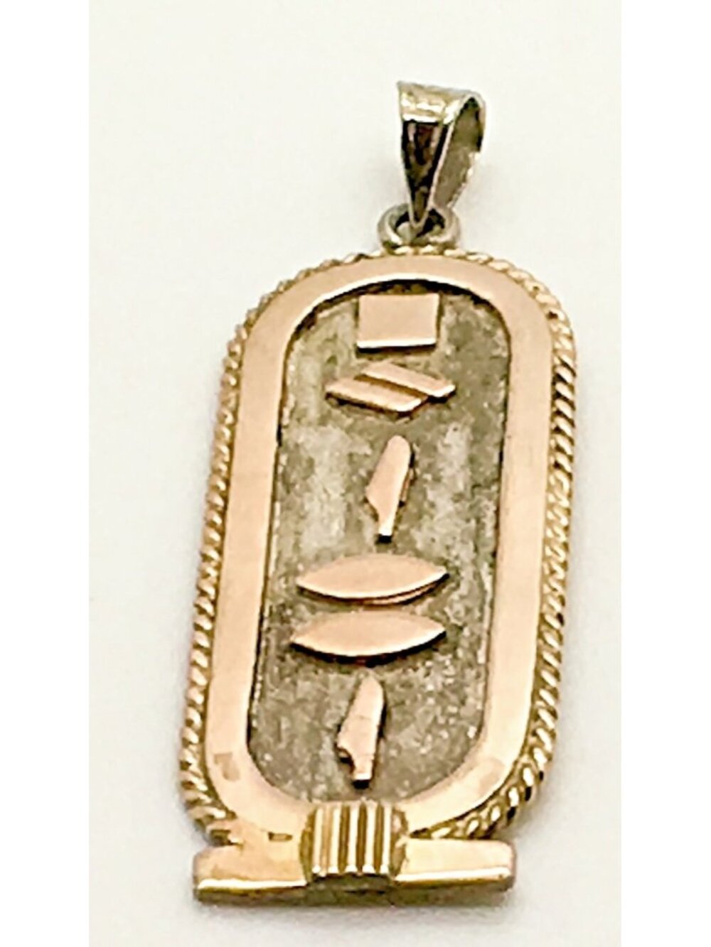 Sterling Silver Hieroglyphics Cartouche Pendant  Ankh  Egypt Revival Vintage